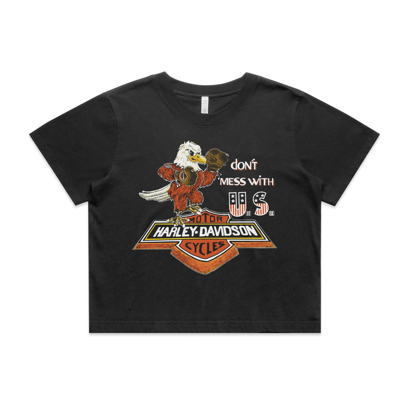 DONT MESS - FADED BLACK CROP TEE